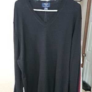 Brooks Brothers Black V-Neck Knit Sweater